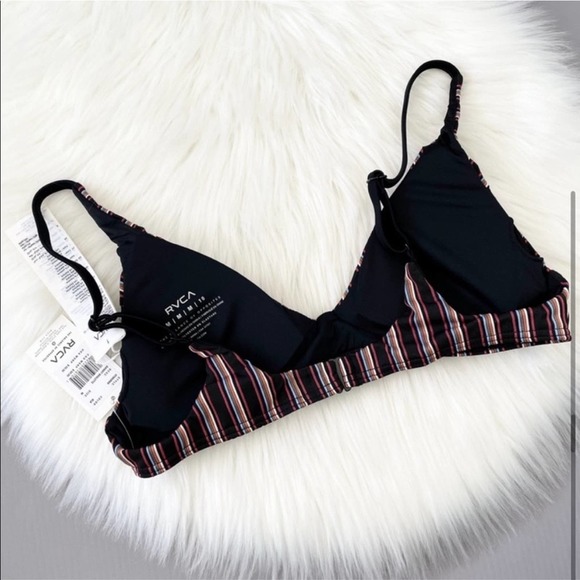 NWOT RVCA Black  Bandit Bralette Bikini Top Medium - Picture 5 of 6